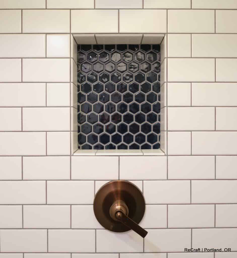 hart - shower niche_detail Hart Bathroom Renovation Portland