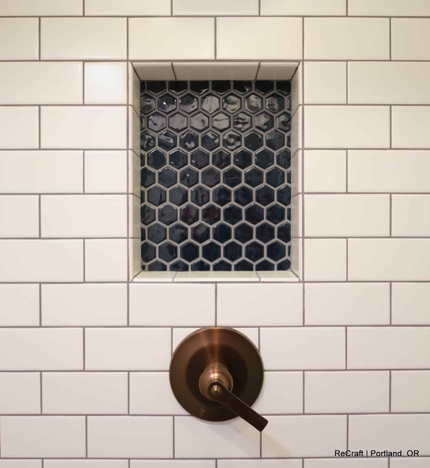 portland, or | hart basement remodel, hart shower niche detail