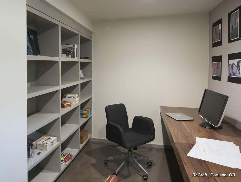 portland, or | irvington basement remodel, s l bsmt office shelves