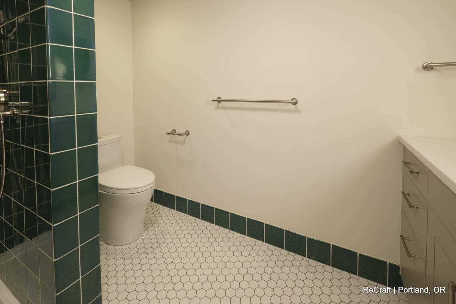portland, or | scott basement remodel, scott floor tile detail downstairs bath