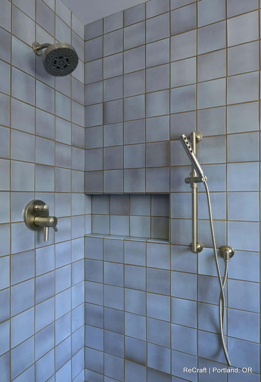 portland, or | scott basement remodel, scott shower niche upstairs bath