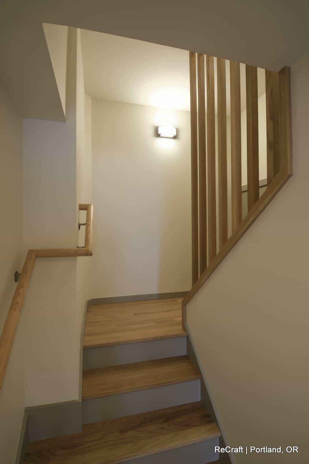 portland, or | scott basement remodel, scott stairs and railing detail closeup