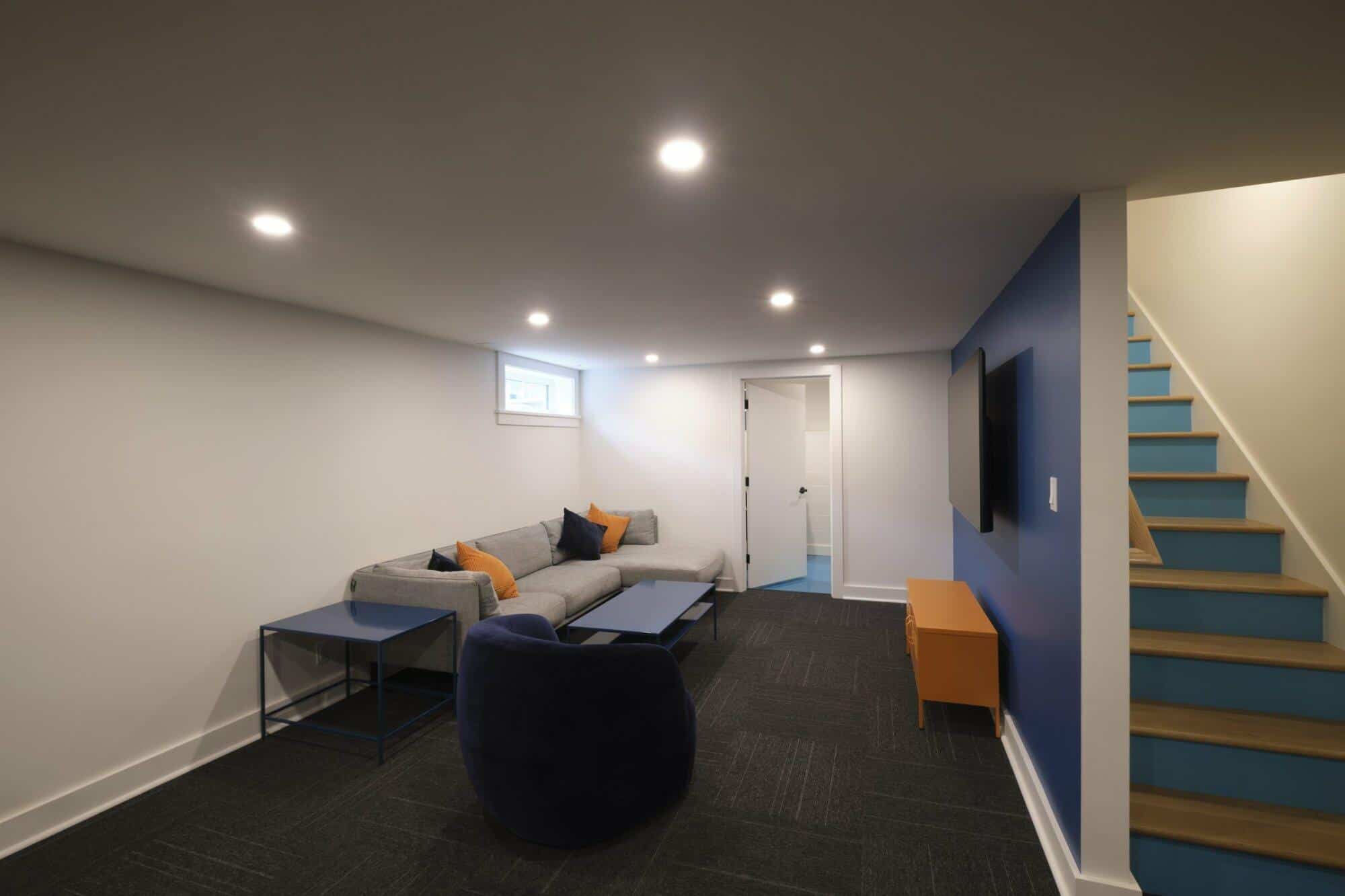 portland, or | wallace-sullivan basement remodel, wallace sullivan main room and stairs