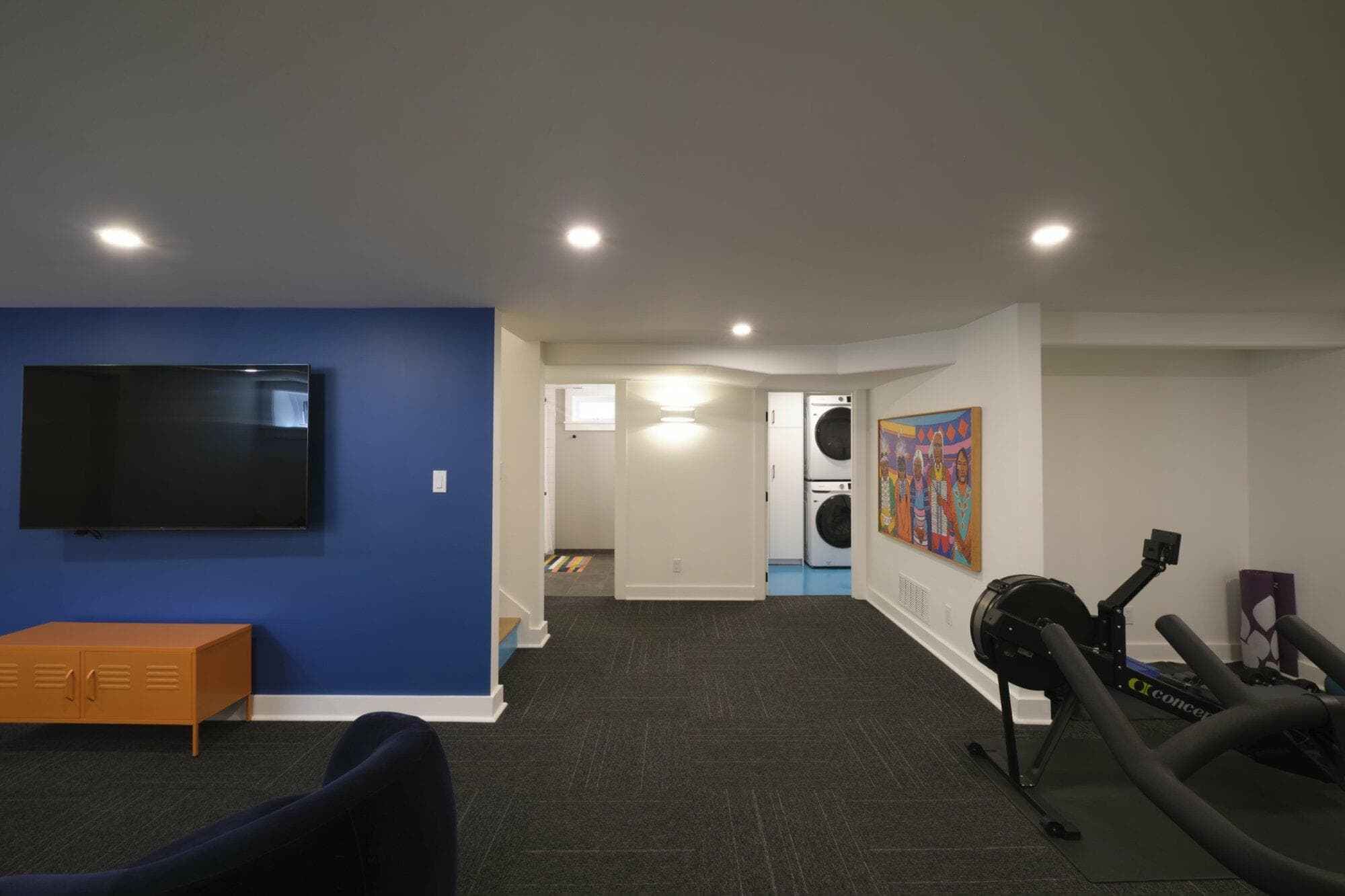 portland, or | wallace-sullivan basement remodel, wallace sullivan main room entrance to bath and laundry open