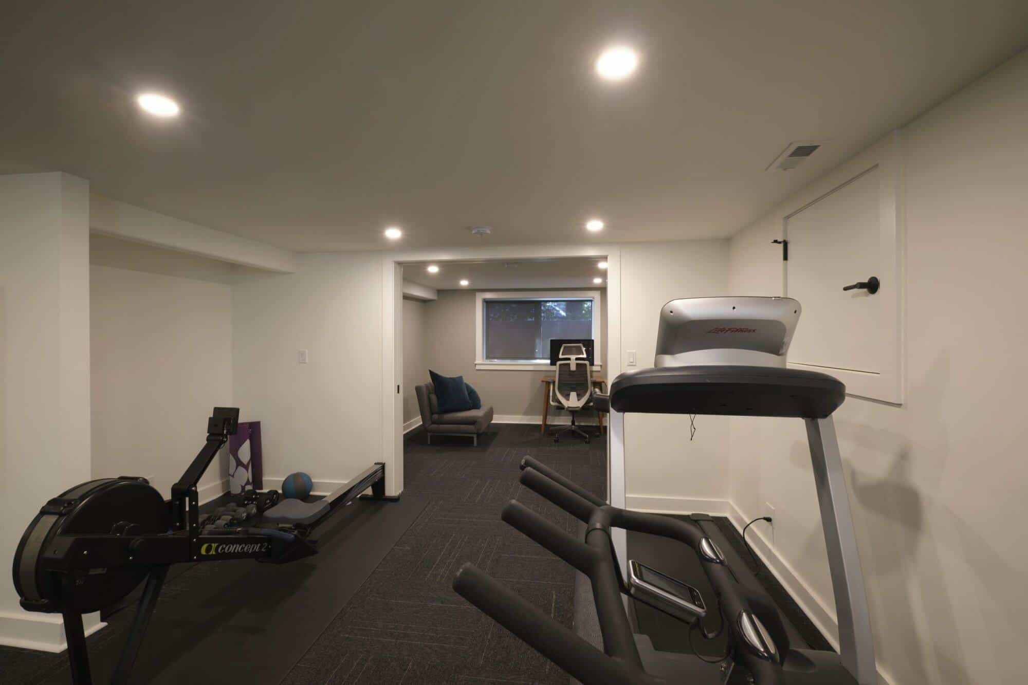 portland, or | wallace-sullivan basement remodel, wallace sullivan workout room to office door open
